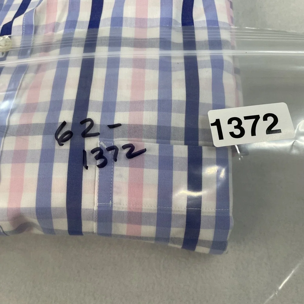 Tommy‎ Hilfiger Men's Dress Shirt Blue Plaid Sz 16 32/33 Regular Fit Long Sleeve